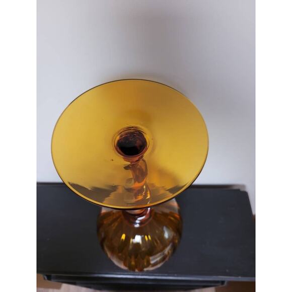 Vintage Empoli Snifter Vase, Twist Stem Onion, MCM Art Glass 13-3/4" - Picture 5 of 6